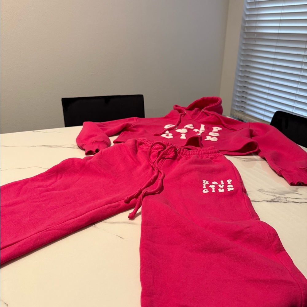 Fashion Nova Bright Pink Hoodie and Joggers Set